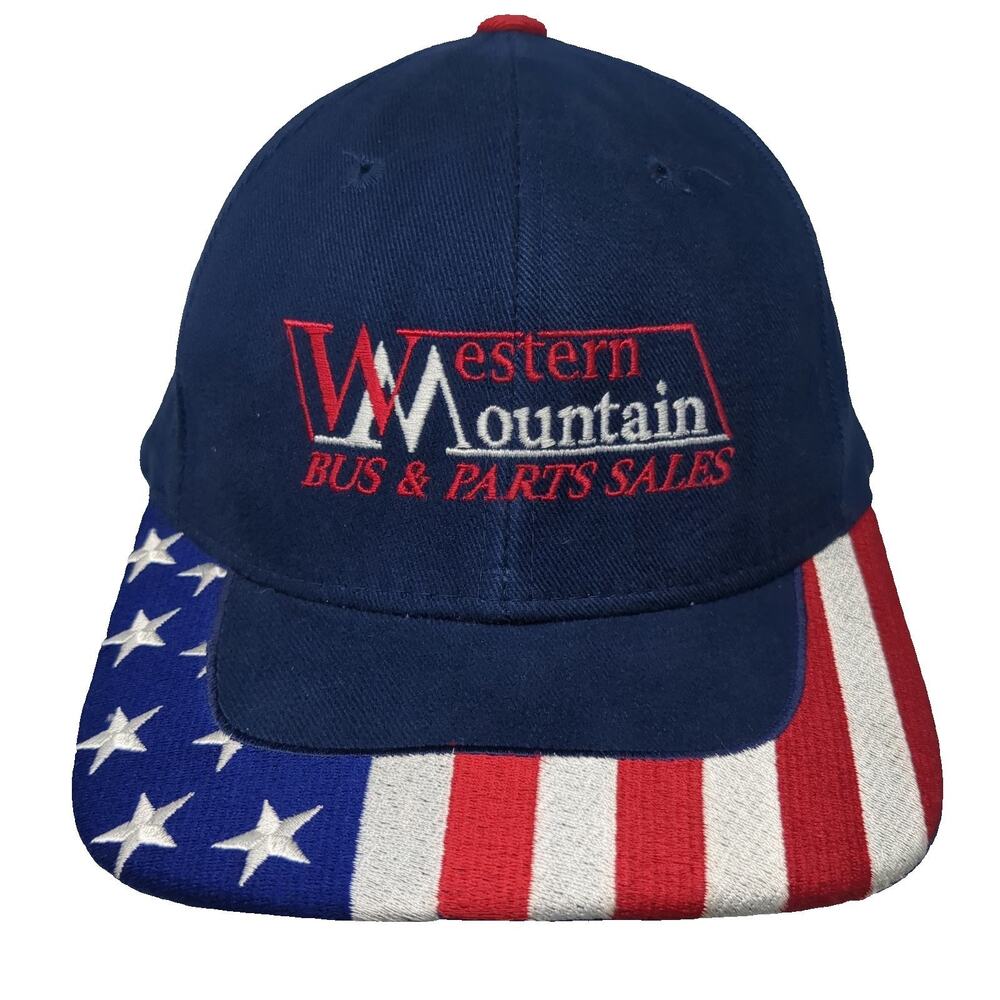 Magic Baseball Cap Blue One Size American Flag Brim Western Mountain Logo hat